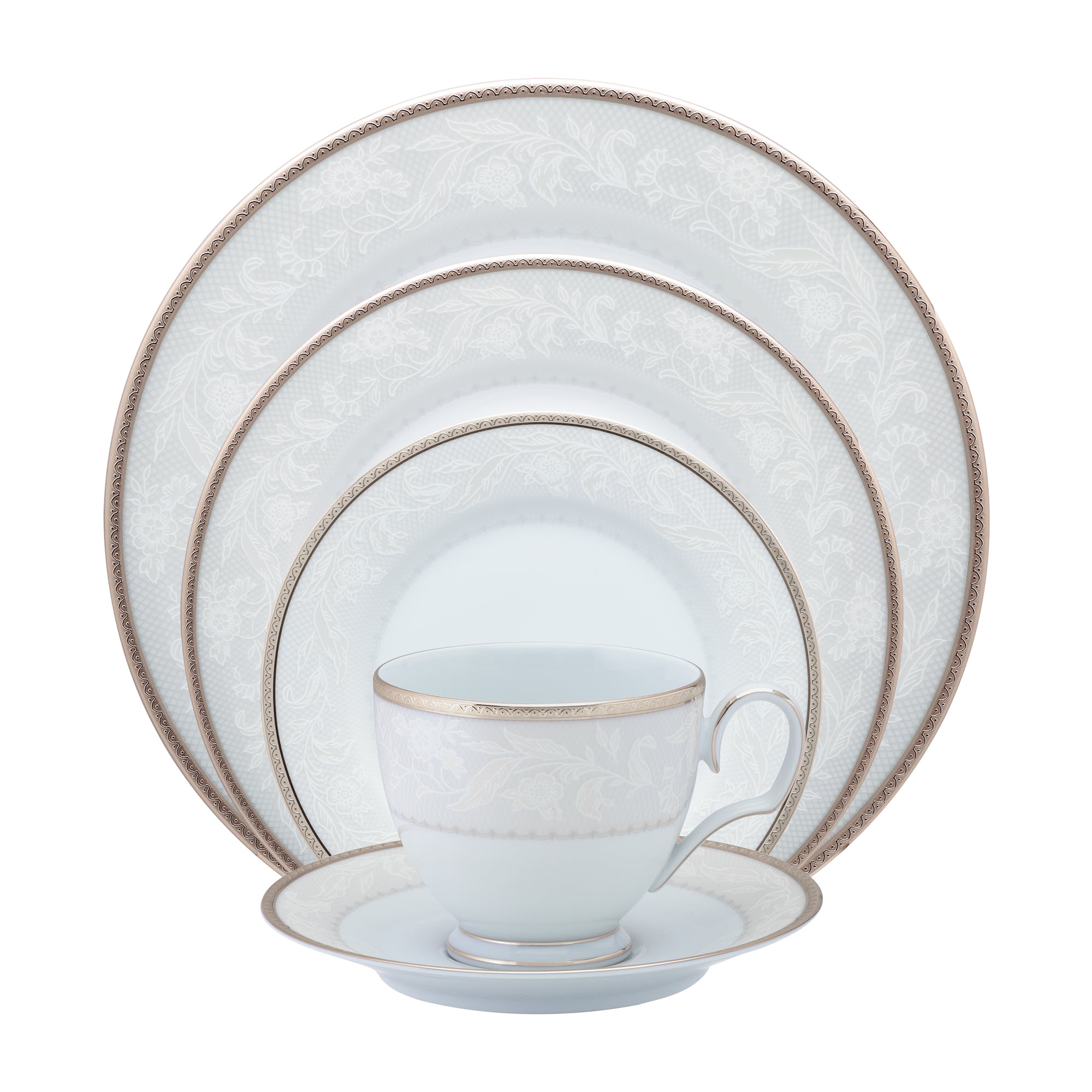 Noritake 96Pcs Dinner And Tea Set-Flanders Platinum - Artelia